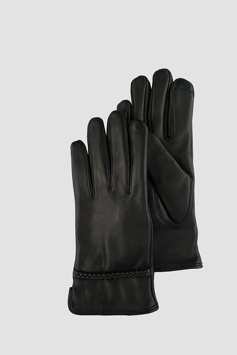 LIESL Genuine Leather Wrist Braid Strap Detail Gloves