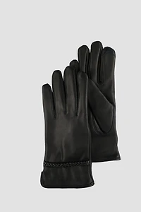 LIESL Genuine Leather Wrist Braid Strap Detail Gloves