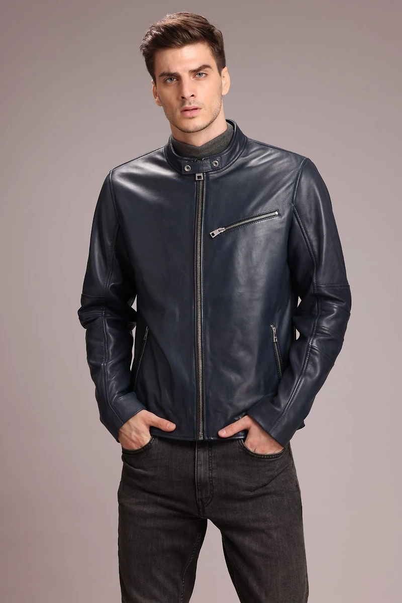 CORBAN Genuine Leather Bomber Jacket