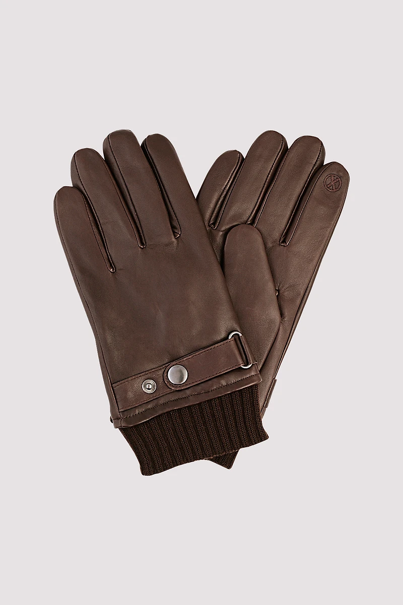 HUDSON Genuine Lamb Leather Gloves With Wrist Snap