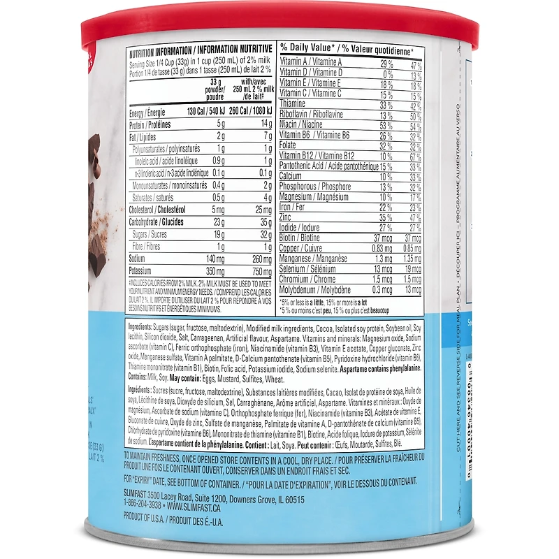 Mélange pour secousses de remplacement de repas en poudre d'origine avec 14 g de protéines et 23 vitamines et minéraux Protein Plus
