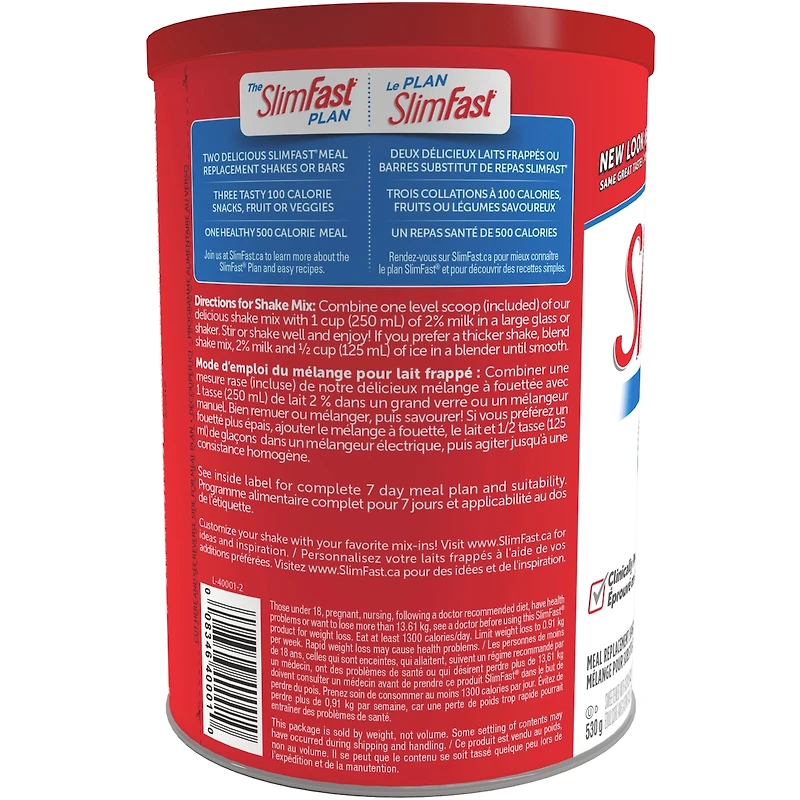 Mélange pour secousses de remplacement de repas en poudre d'origine avec 14 g de protéines et 23 vitamines et minéraux Protein Plus
