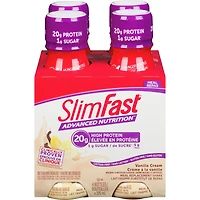 Shakes de remplacement de repas prêts à boire avancés avec 20 g de protéines, 1 g de sucre, 5 g de fibres plus 23 vitamines et minéraux
