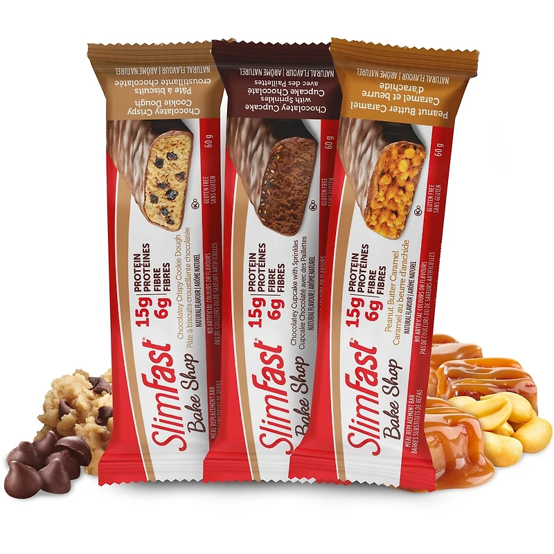 Barres de remplacement de repas Bake Shop avec 15 g de protéines et 6 g de fibres