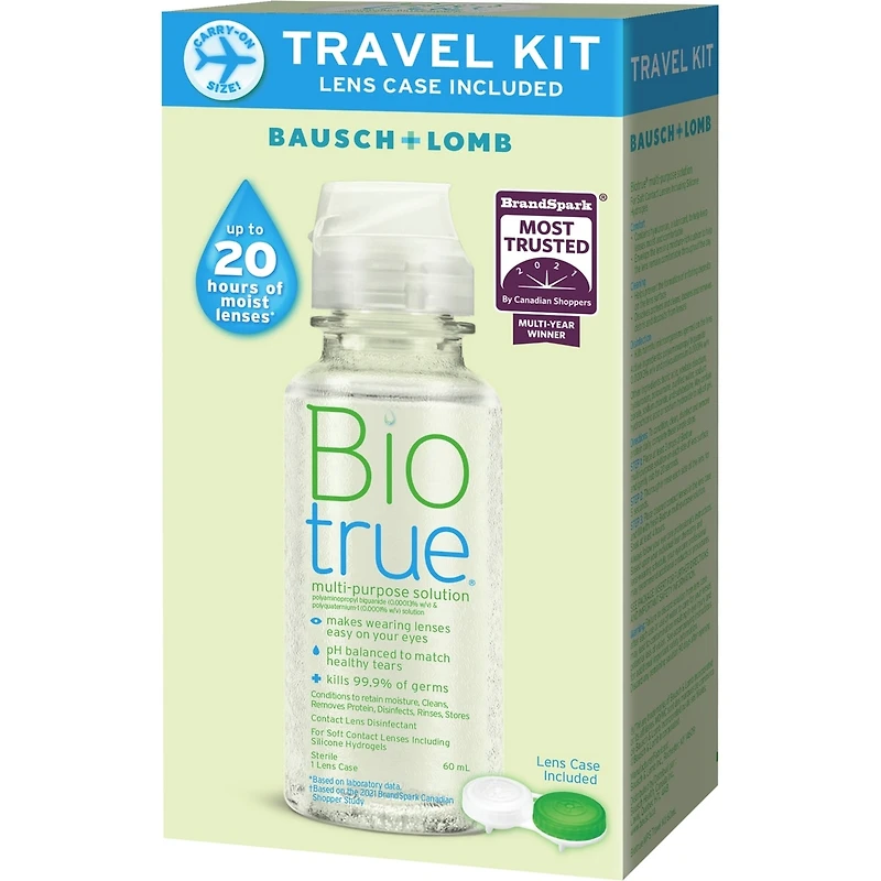 Solution polyvalente Biotrue trousse de voyage
