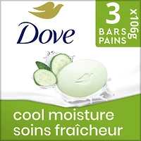 Pain de Beauté Soins Fraîcheur pour une peau revitalisée Dove Concombre et Thé vert avec 1/4 de crème hydratante 106 g x 3