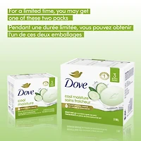 Pain de Beauté Soins Fraîcheur pour une peau revitalisée Dove Concombre et Thé vert avec 1/4 de crème hydratante 106 g x 3