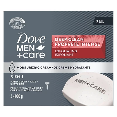 Dove Men+Care Body and Face Bar for healthy and strong skin Deep Clean ¼ moisturizing cream 106 g Pack of 3