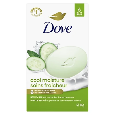 Skin Care Beauty Bar For Softer Skin Cucumber and Green Tea More Moisturizing Than Bar Soap 6 count