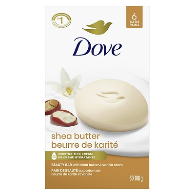 Pain de Beauté plus hydratant qu'un savon Dove  Shea Butter pour une peau douce et soignée 106 g Lot de 6