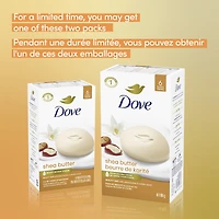 Dove  Beauty Bar more moisturizing than bar soap Shea Butter for soft and pampered skin 106 g 6 count