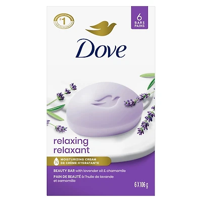 Pain de beauté pour une peau douce et soignée Dove  Lavande Relaxant pour une peau douce et soignée 106 g Lot de 6
