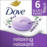 Dove Beauty Bar Gentle Skin Cleanser Moisturizing for Gentle Soft Skin Care Relaxing Lavender More Moisturizing Than Bar Soap 106 g 6 count