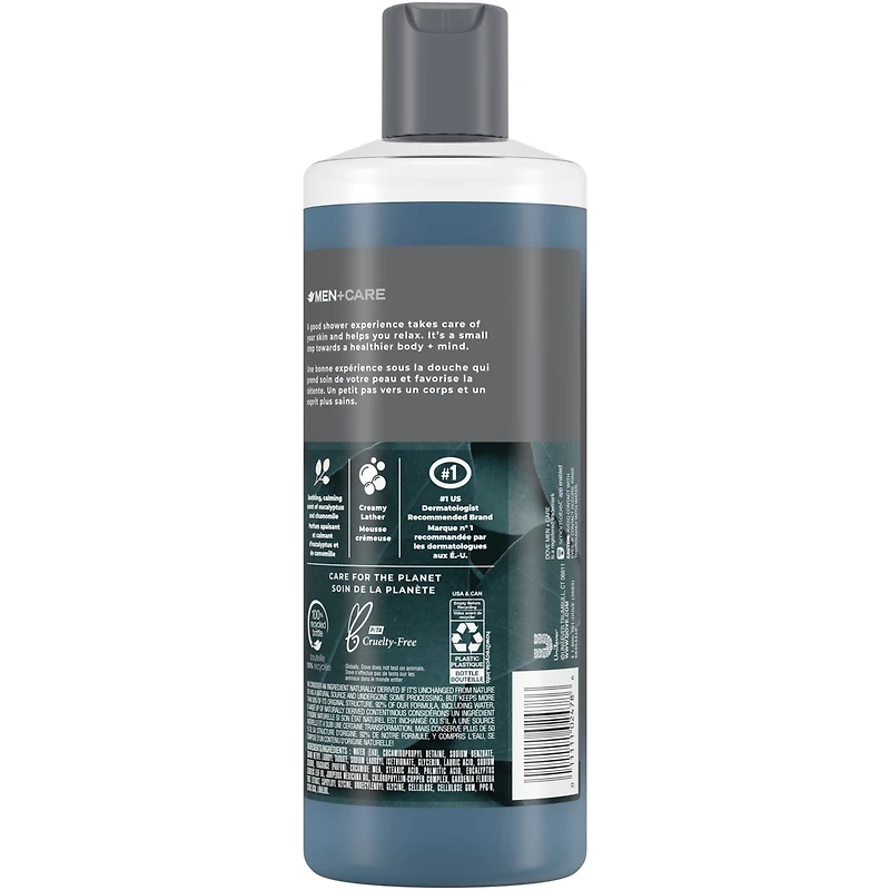 Dove Men+Care Relax Body Wash for a Skin-Strengthening nourishment, Eucalyptus + Cedar Oil with Plant-Based Cleansers and Moisturizers 532 ml