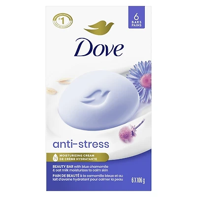 Pain de Beauté Nettoyant Doux hydrate pour calmer la peau Dove  pain crémeux anti-stress pain de savon doux avec 1/4 de crème hydratante
