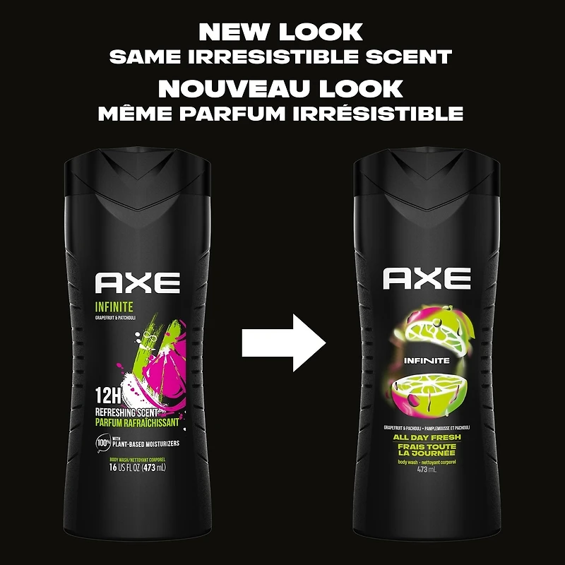 Infinite Body Wash for long-lasting freshness Grapefruit & Patchouli men's body wash with 100% plant-based moisturizers
