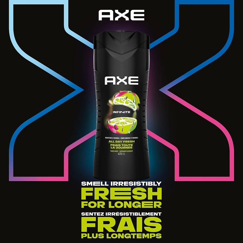 Infinite Body Wash for long-lasting freshness Grapefruit & Patchouli men's body wash with 100% plant-based moisturizers