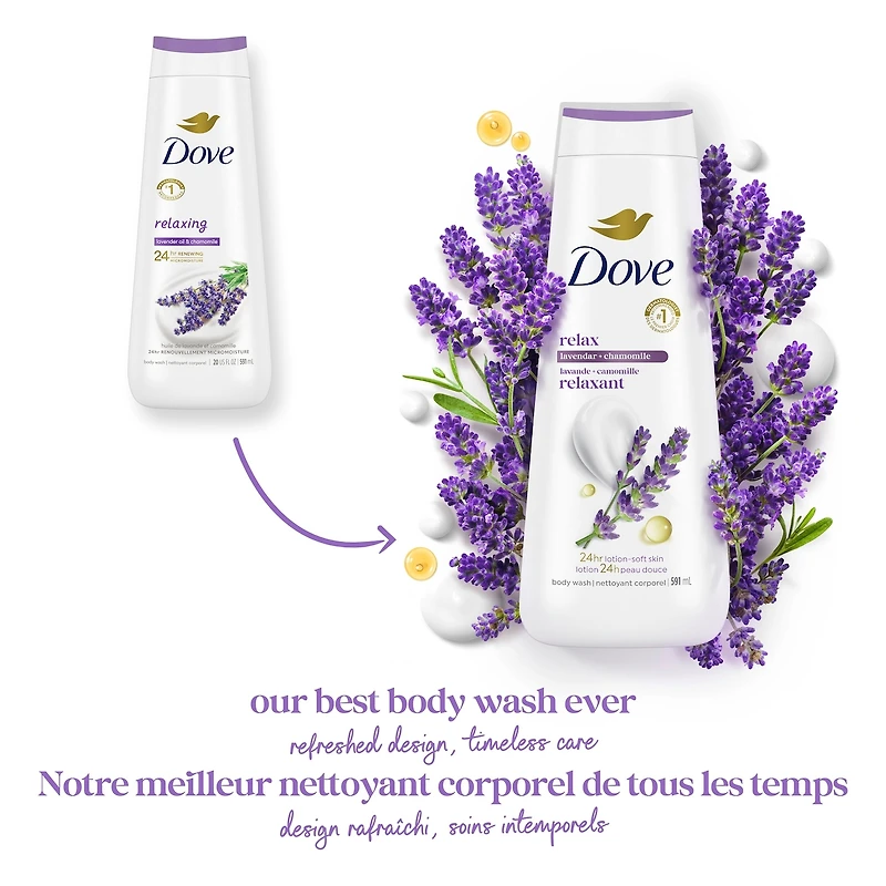 Relaxing Body Wash for renewed, healthy-looking skin Lavender Oil & Chamomile gentle body cleanser nourishes skin