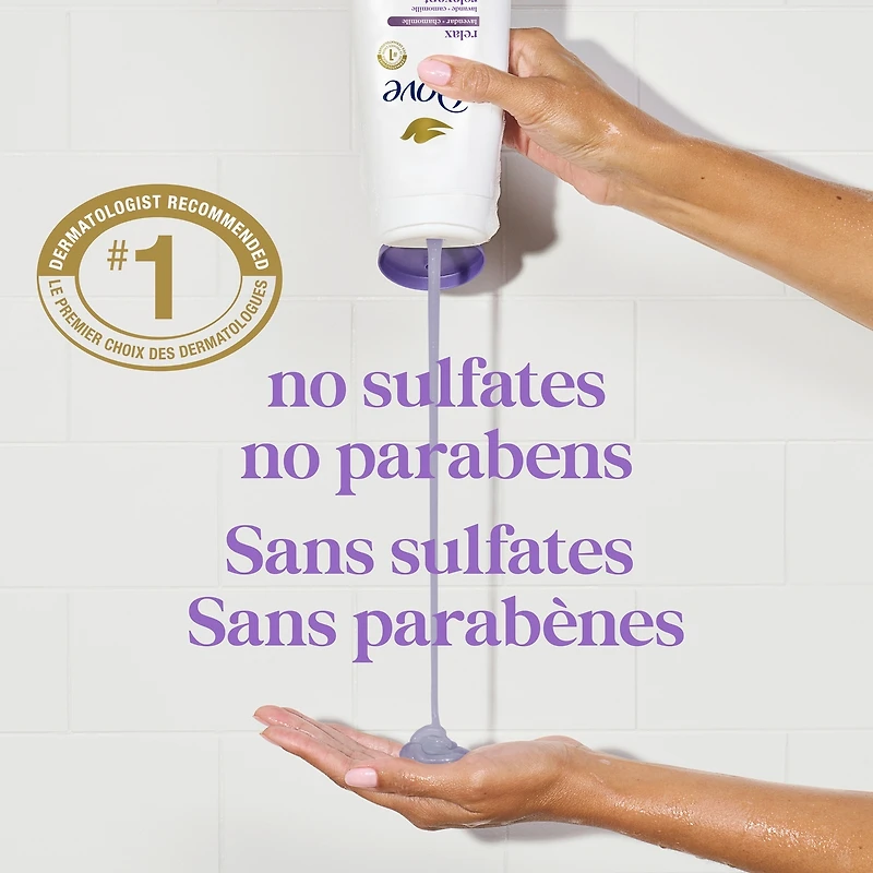 Relaxing Body Wash for renewed, healthy-looking skin Lavender Oil & Chamomile gentle body cleanser nourishes skin