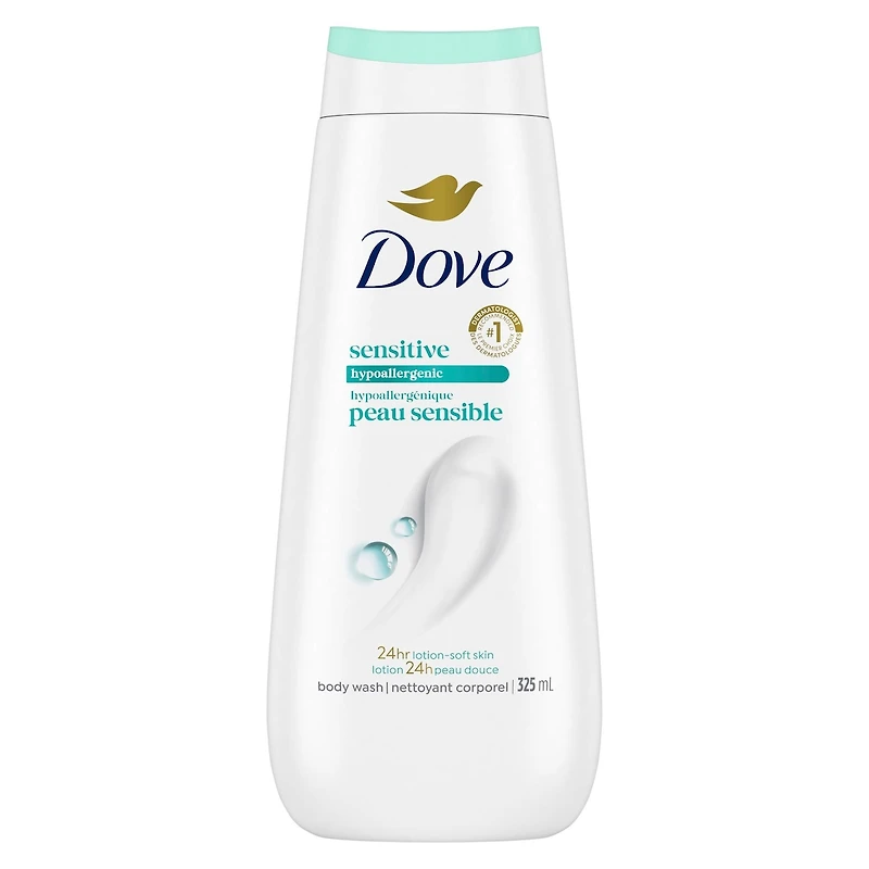 Dove Sensitive Skin Body Wash for renewed, healthy-looking skin Hypoallergenic gentle body cleanser nourishes your skin 325 ml