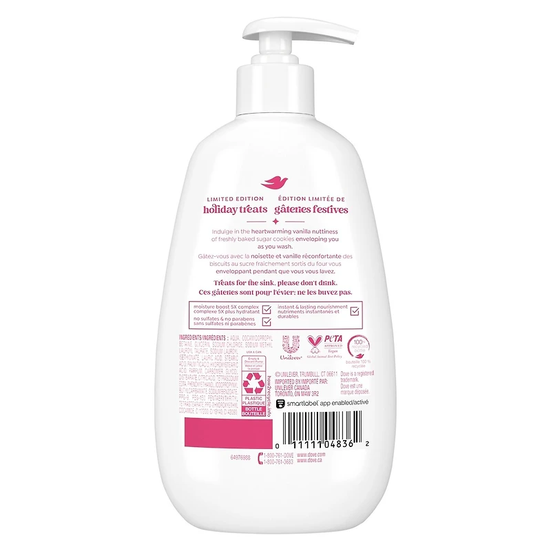 Nettoyant pour les mains liquide, pour une nutrition en profondeur, Dove Édition Limitée Fêtes Parfum Biscuit Sucré, 355mL