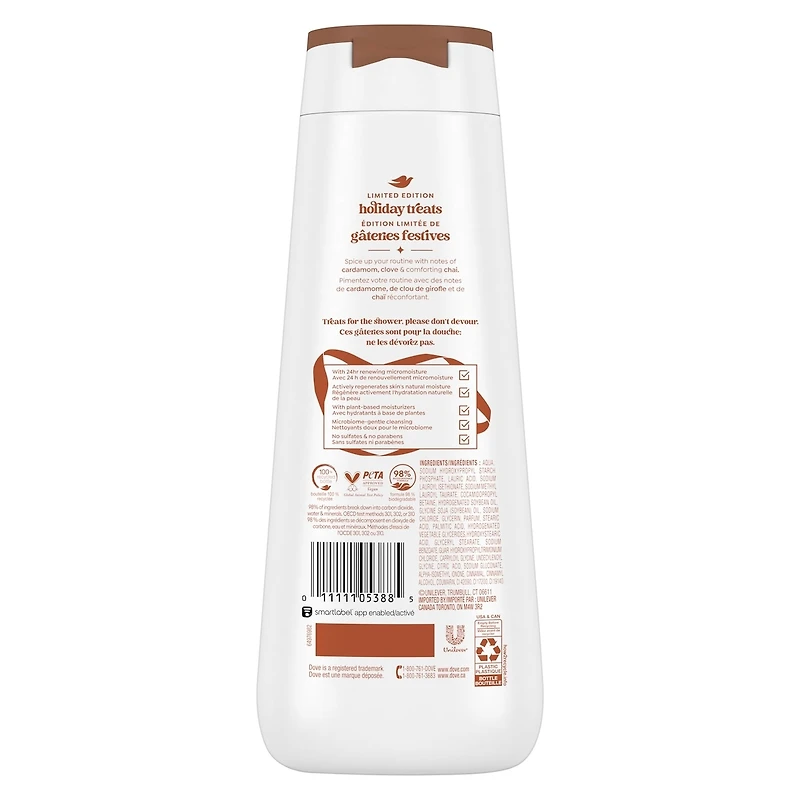 Dove Limited Edition Holiday Treats Body Wash for Deep Nourishment, Spiced Chai Latte, 591mL