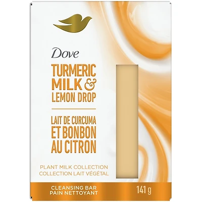Dove Plant Milk Cleansing Bar Soap for Moisturized Skin Turmeric Milk & Lemon Drop Radiance Amplifier 141 g