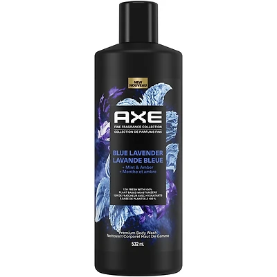 AXE Fine Fragrance Collection Body Wash For Men 12h Refreshing Scent Shower Gel Blue Lavender Infused with Lavender, Mint, and Amber Essential Oils, 532mL