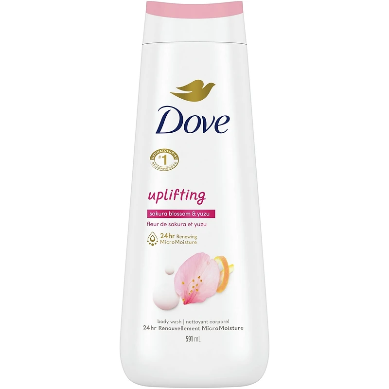 Dove  Body Wash for Hydrated, Healthy Looking Skin, Uplifting Sakura Blossom & Yuzu, with 24hr Renewing MicroMoisture, 591 ml