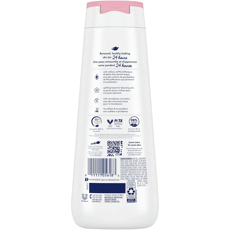 Dove  Body Wash for Hydrated, Healthy Looking Skin, Uplifting Sakura Blossom & Yuzu, with 24hr Renewing MicroMoisture, 591 ml