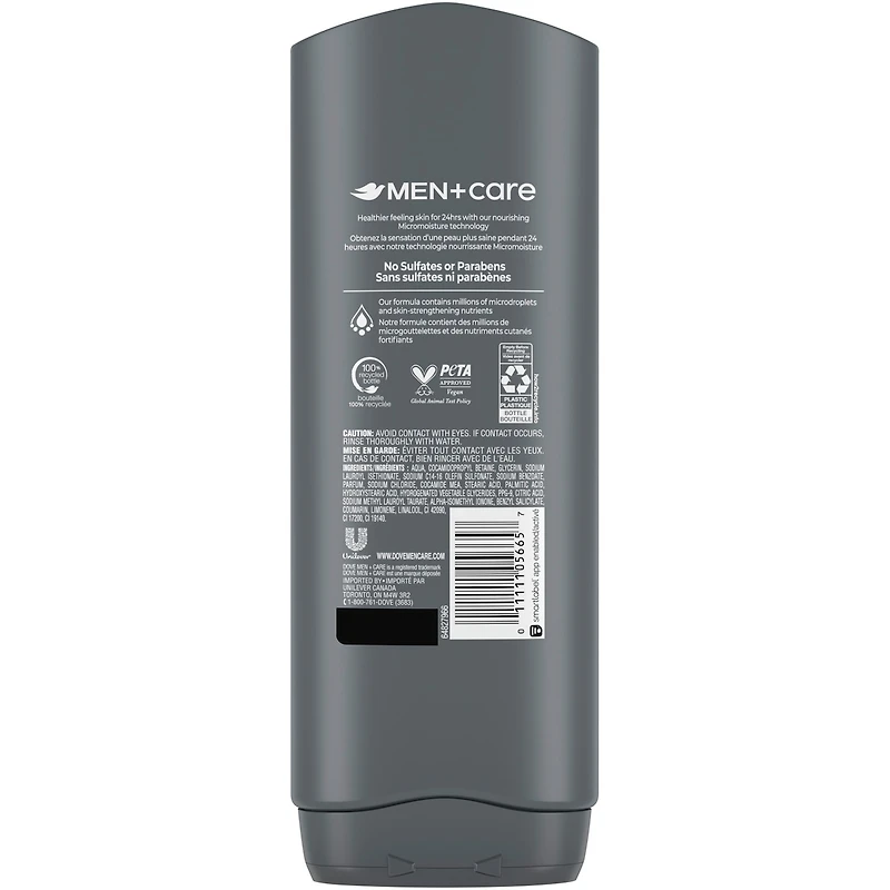 Gel Douche et Visage pour Hommes avec Technologie Micromoisture Nourrissante 24 Heures Dove Men+Care Hydratant Confort Propre   532 ml