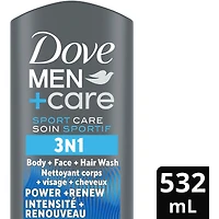 Dove Men+Care Refreshing Power + Renew 3N1 Body, Hair and Face Wash with 24-Hour Nourishing Micromoisture Technology Body Wash for Men Power & Renue  532 ml