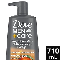 Dove Men+Care Rejuvenating Mango + Cedarwood Body and Face Wash for Men, Mango & Cedarwood with 24-Hour Nourishing Micromoisture Technology, with pump, 710mL