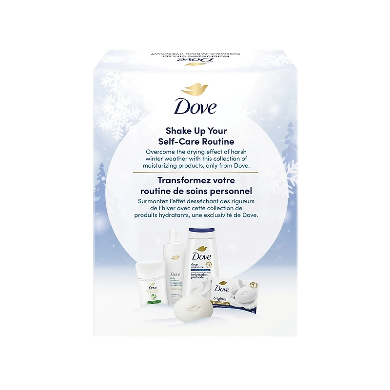 Dove Moisturizing Gift Set - Includes Daily Moisture Shampoo, Deep Moisture Body Wash, Cool Essentials Antiperspirant Stick, and Original Beauty Bar