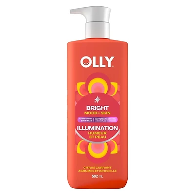 Nettoyant Corporel avec Complexe De Vitamines, OLLY Illumination, répare la barrière cutanée, agrumes et groseille, 503mL
