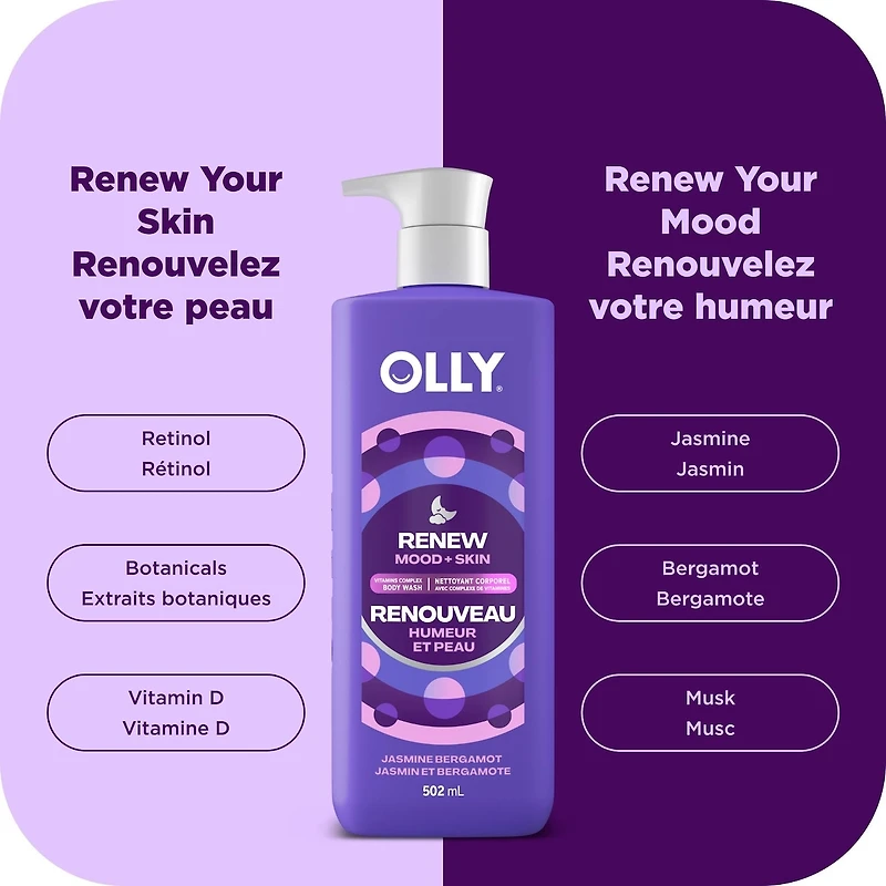 OLLY Renew Body Wash with Vitamin Complex, Jasmine Bergamot