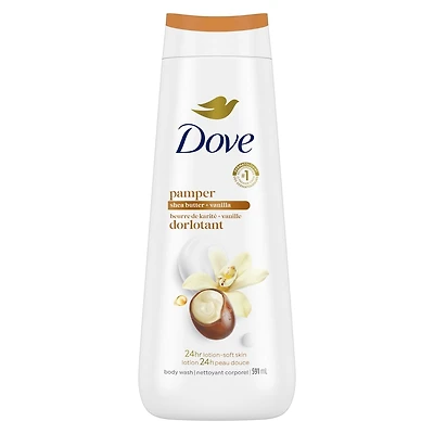 Nettoyant Corporel pour une peau renouvelée d'apparence saine Pampering Beurre de Karité et Vanille laisse la peau douce