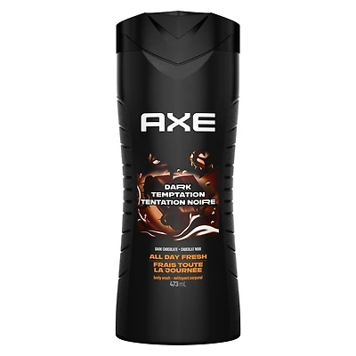 Nettoyant corporel double action pour une fraîcheur longue durée AXE  Dark Temptation Gel douche hydratant avec prébiotiques à base de plantes, sans parabènes, testé par des dermatologues 473 ml
