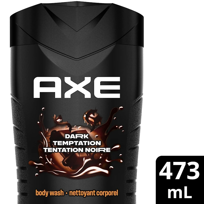 AXE Dual Action Body Wash for Long Lasting freshness Dark Temptation Men's Moisturizing Shower Gel with 100% Plant-based Prebiotics, No Parabens, Dermatologist tested 473 ml