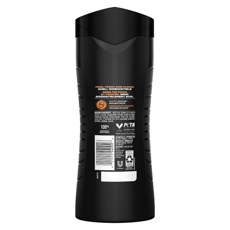 AXE Dual Action Body Wash for Long Lasting freshness Dark Temptation Men's Moisturizing Shower Gel with 100% Plant-based Prebiotics, No Parabens, Dermatologist tested 473 ml