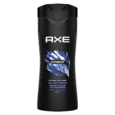 AXE  Dual Action Body Wash for Long-Lasting Freshness Phoenix Crushed Mint & Rosemary Scent Men's Moisturizing Shower Gel 473 ml