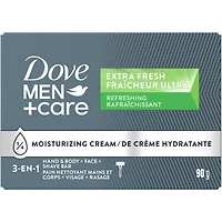 Dove Men+Care Refreshing Extra Fresh Bar Soap Formulated for Men's Skin 3-N-1 Hand & Body + Face + Shave Bar Soap with ¼ Moisturizing Cream