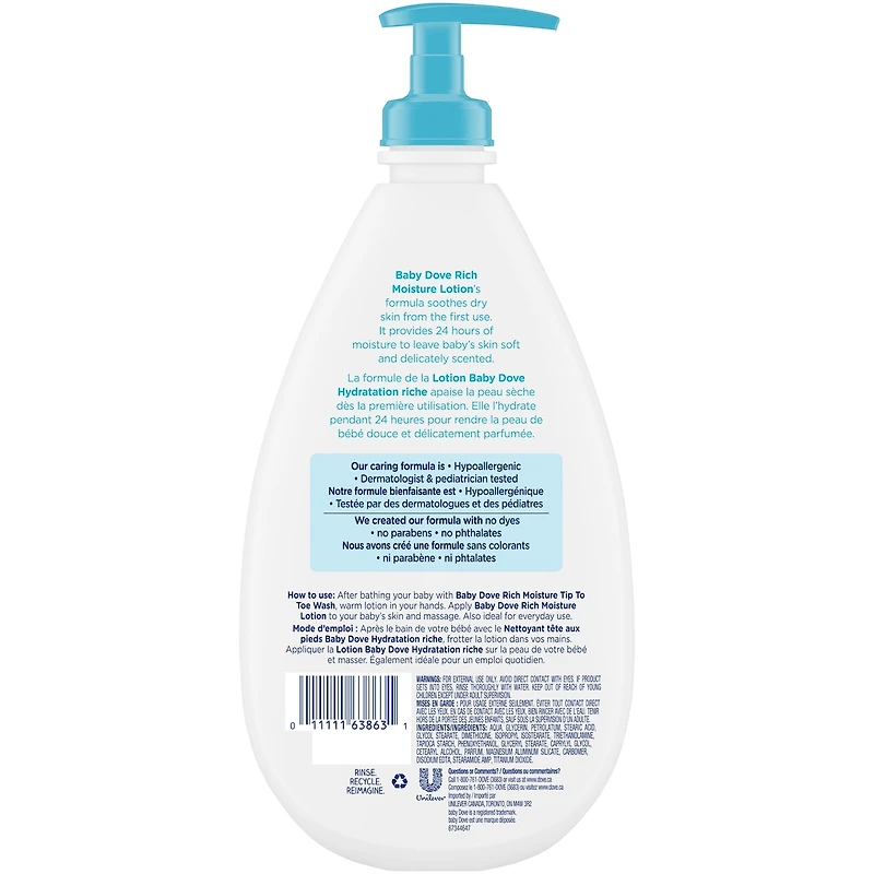 Lotion Moisturizer Baby Dove Rich Moisture 591ml