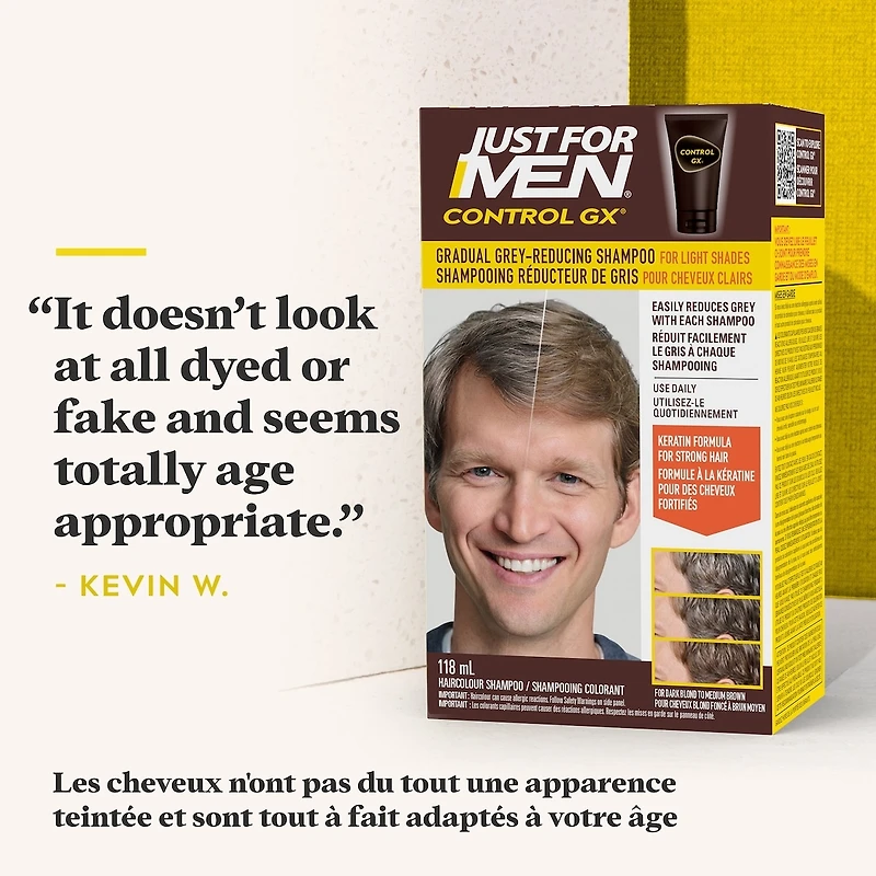 Just For Men Control GX Light Shades Grey Reducing Shampoo, For Lighter Shades of Hair