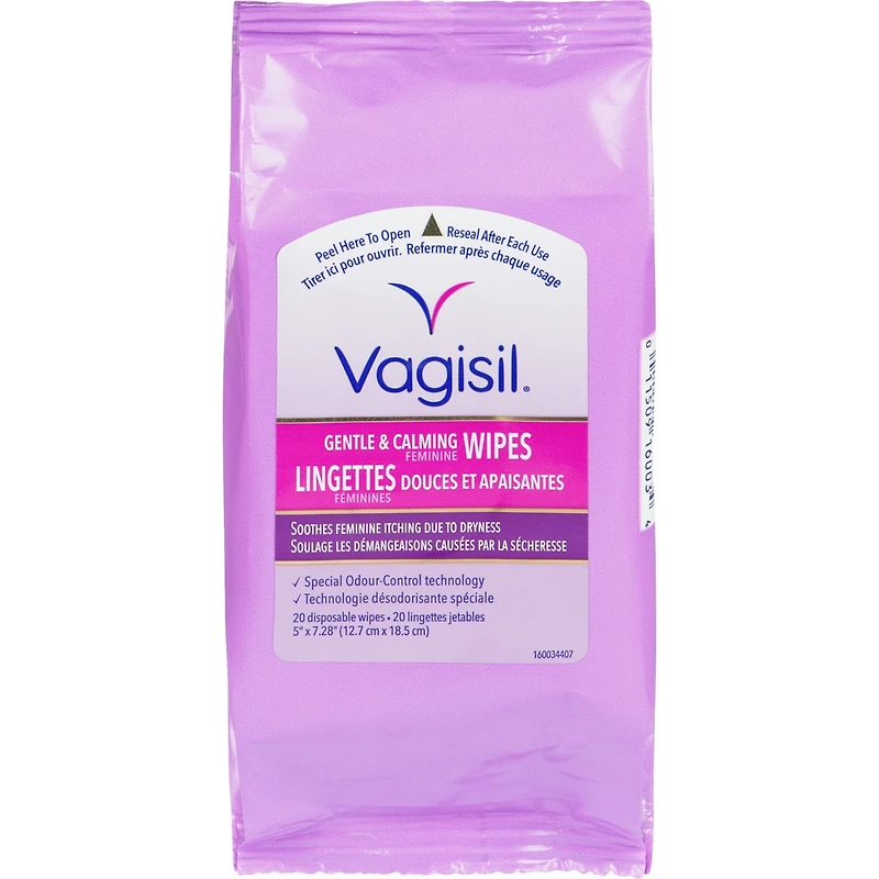 Lingettes féminines douces et apaisantes Vagisil® (pochette)