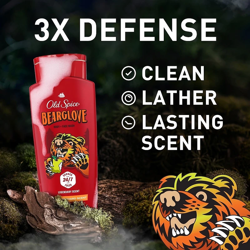 Old Spice Body Wash for Men, Bearglove, Long Lasting Lather