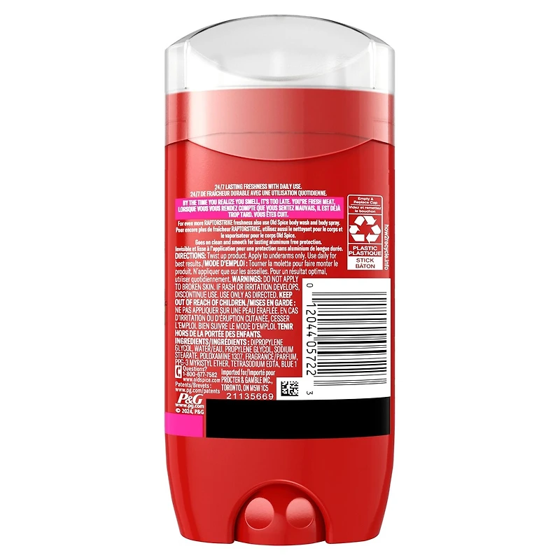 Aluminum Free Deodorant for Men, Raptorstrike, 48 Hr. Protection