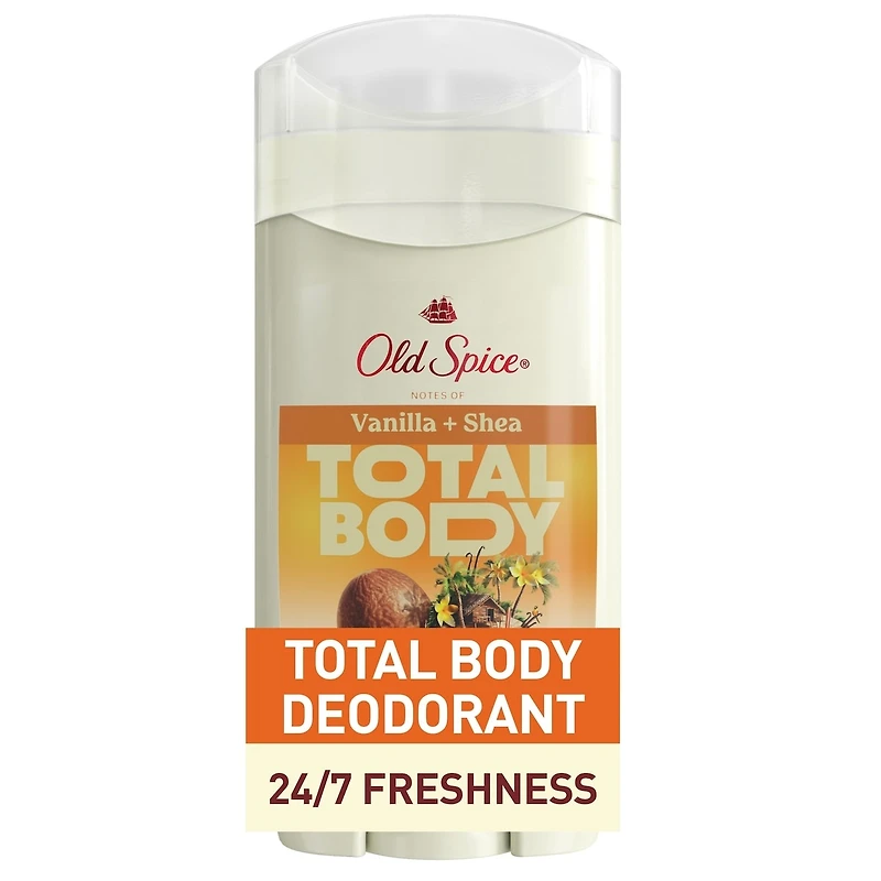 Total Body Deodorant Aluminum Free Vanilla + Shea Butter, 24/7 Freshness From Pits to Toes and Down Below / Dermatologist Tested Full Body Deodorant Stick