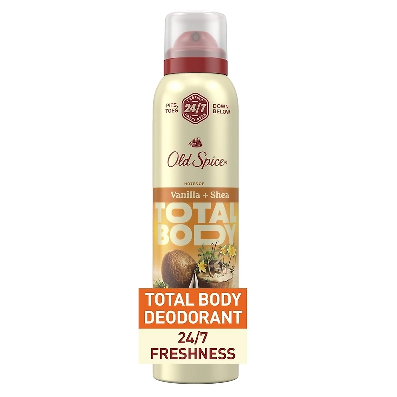 Total Body Deodorant Aluminum Free Spray Vanilla + Shea, 24/7 Freshness From Pits to Toes and Down Below // Dermatologist Tested Full Body Deodorant