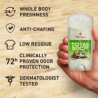 Whole Body Deodorant Stick, Aluminum Free Total Body Deodorant, Fiji Scent, 24/7 Freshness From Pits to Toes and Down Below // Dermatologist Tested